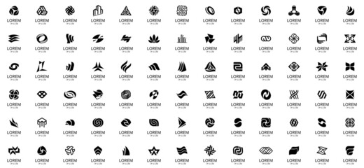 Abstract logos collection. Geometric abstract logos. Icon design