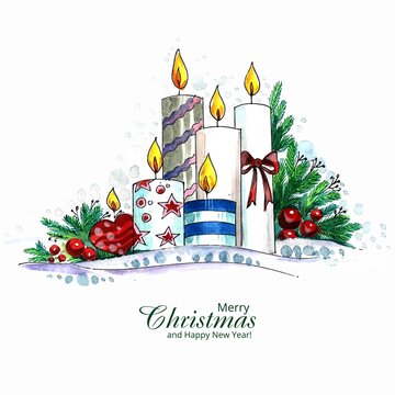 Decorative Christmas Candles holiday card background