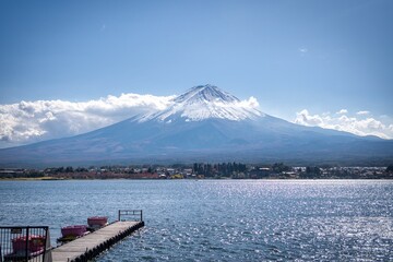 Mountain Fuji by the lake in Japan