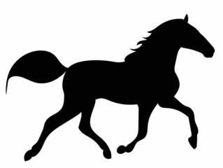 Fototapeta na wymiar running horse, black silhouette, vector