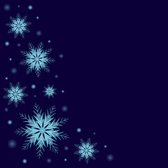 Fototapeta na wymiar Winter background with glowing dots and snowflakes. Celebrations greeting card. Jpeg illustration