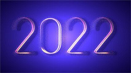 Glowing numbers 2022. Glowing Bright strokes with precious gold sand.