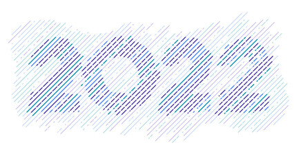 2022 color Hatching number on white background. Text artistic technique