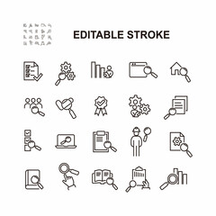 Simple Set of Inspection Related Vector Line Icons. Contains such Icons as Check, Testing, Examination and more.