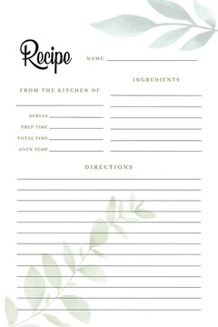 Blank Recipe Book Printable Template Blank Pages Sheet Organizer Binder Diy Kitchen Cookbook Letter Stock Illustration Adobe Stock