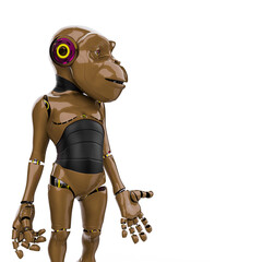 cyber monkey stand up with copy space