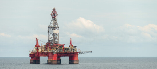 Offshore jack up rig in the middle of sea