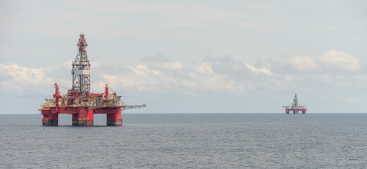 Offshore jack up rig in the middle of sea