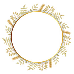 Beautiful watercolor frame with leaves