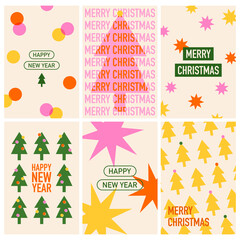 Set of Christmas and New Year cards - 472409798