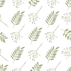 Watercolor leaf seamless pattern