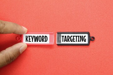 red and black tags with the word keyword targeting