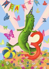 jungle greeting card with crocodile