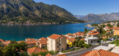 Obraz premium View to blue Boka Kotorska Bay in Montenegro