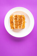 honey cake biscuit cream sweet dessert meal snack on the table copy space food background 