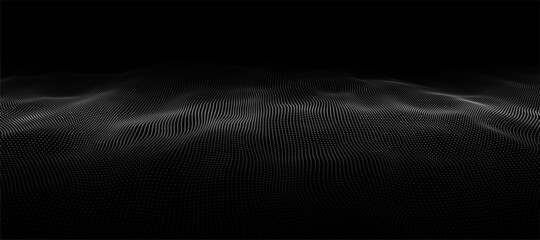 Wave of particles. Digital wave background concept. Abstract technology background. Big data visualization. Vector illustration.
