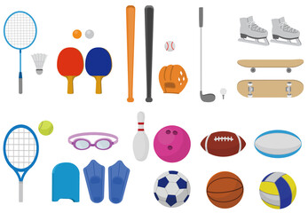 スポーツ用品　素材セット　イラスト