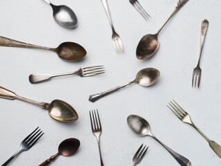 Spoons and forks silverware pattern