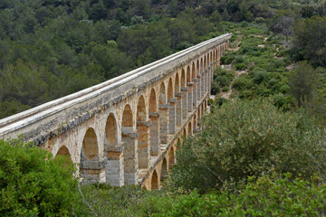 Roman Aqueduct Pont Del Diable IN Tarragona, Spain