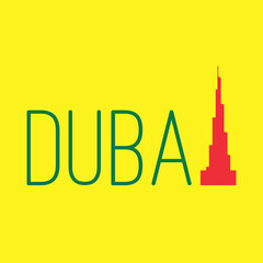 Dubai symbol, United Arab Emirates national day. Yellow background, Flat design. Vector.