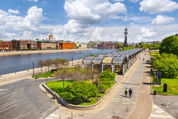 View of the Crimean embankment in Moscow. Russia
