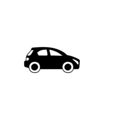 compact car icon in solid black flat shape glyph icon, isolated on white background 