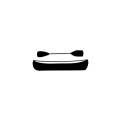 Boat, canoe icon in solid black flat shape glyph icon, isolated on white background 
