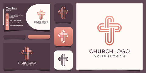 Cross vector logo design template. Template logo for churches and Christian organizations cross .