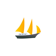 Boat, sail icon. schooner ship symbol in gradient color, isolated on white background