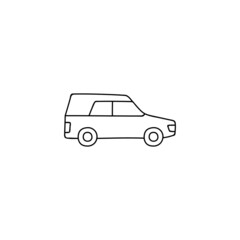 cemetery car icon. funeral, grave car symbol in flat black line style, isolated on white background