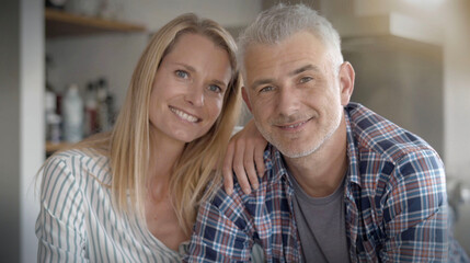 portrait of a 40-year-old couple in their home