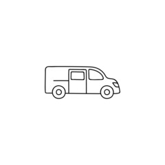 box blind car icon in flat black line style, isolated on white background