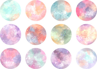 宇宙グラデーションの水玉セット　ベクター素材