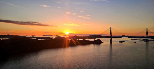 sunset, bridge