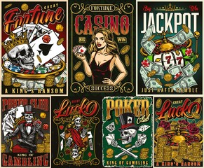 Colorful casino posters