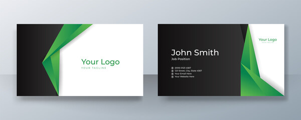 Fototapeta premium Modern clean black and green business card design. Creative and clean business corporate card template.