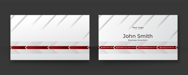 Modern red and white business card design template