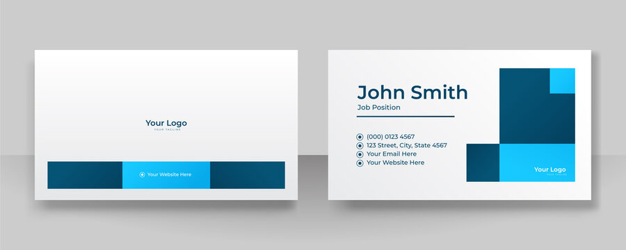 Modern elegant minimal blue business card design. Creative and clean business card template.