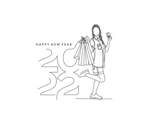 Happy New Year 2022 Shopping Design Patter, Vector illustration.