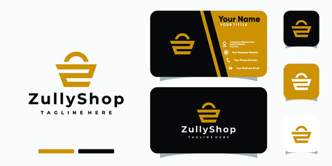 Letter Z shoping bag logo and business card design vector template