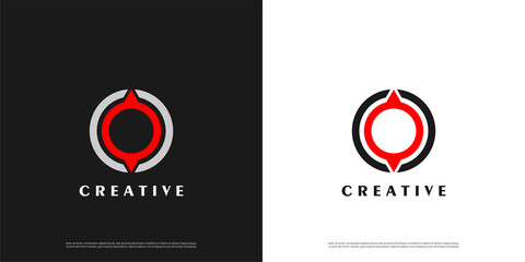 Letter O logo icon compass design template elements	
