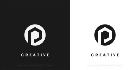 Letter P logo icon negative space design template elements	