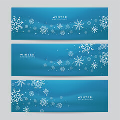 Fototapeta na wymiar Christmas blue background with snow. Christmas banner card with snowflake border vector illustration.