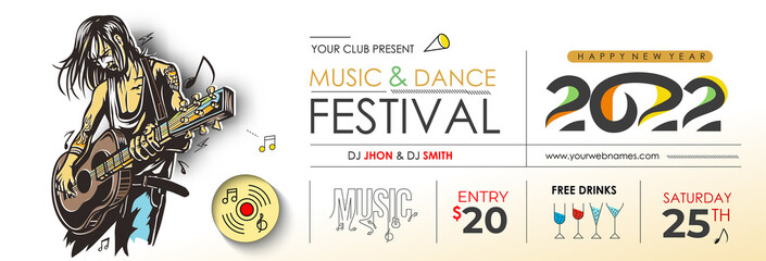New Year Christmas Music Party Event Web Banner for 2022
