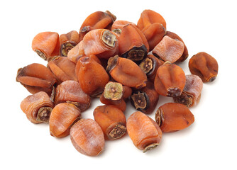 dried persimmon on white background 
