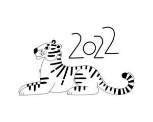 The Tiger is the Zodiac Symbol of the 2022 New Year. Vector illustration - 472420367