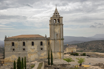 Fototapeta na wymiar The Main Abbey church inside the Fortress of La Mota, a large walled enclosure above Alcala la Real