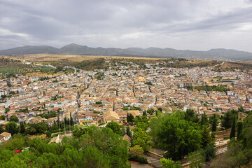 Fototapeta na wymiar Alcala la Real from above, seen from the La Mota fortress above the city