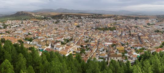 Obraz premium Panorama of Alcala la Real, seen from the La Mota fortress above the city