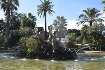 Beautiful fountain with horses in Trapani, Sicily